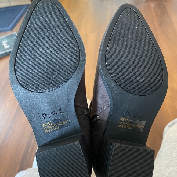 Charcoal Gray Buckle Ankle Boots - Picture 3 of 4